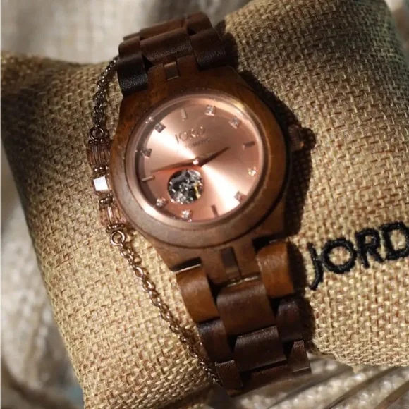 New Swarovski crystal koa wood bracelet watch from Jord